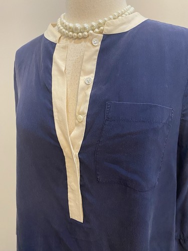 J.Crew Solid Sheath Shirt Dress Knee Preppy Ruffle Cuff Long Sleeve Silk 10 M - Picture 2 of 6