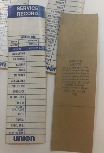Lote de 12 pegatinas vintage Union 76 Service cambio de aceite ventana recordatorios TubM - Imagen 2 de 2