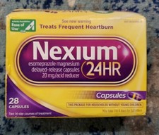 Nexium Capsules 24Hr Relief Capsules 28ct Heartburn Relief EXP 2/28 "DMGD BX"