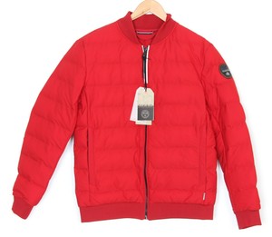 red padded bomber jacket