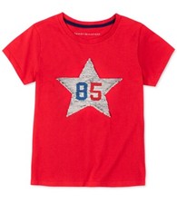 Tommy Hilfiger Girls' Short Sleeve Flippable Sequin Crewneck T-Shirt Red Large