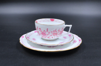 Raynaud R&C Limoges Fleurie rosa 3-teiliges Teegedeck Gedeck Goldrand Porzellan
