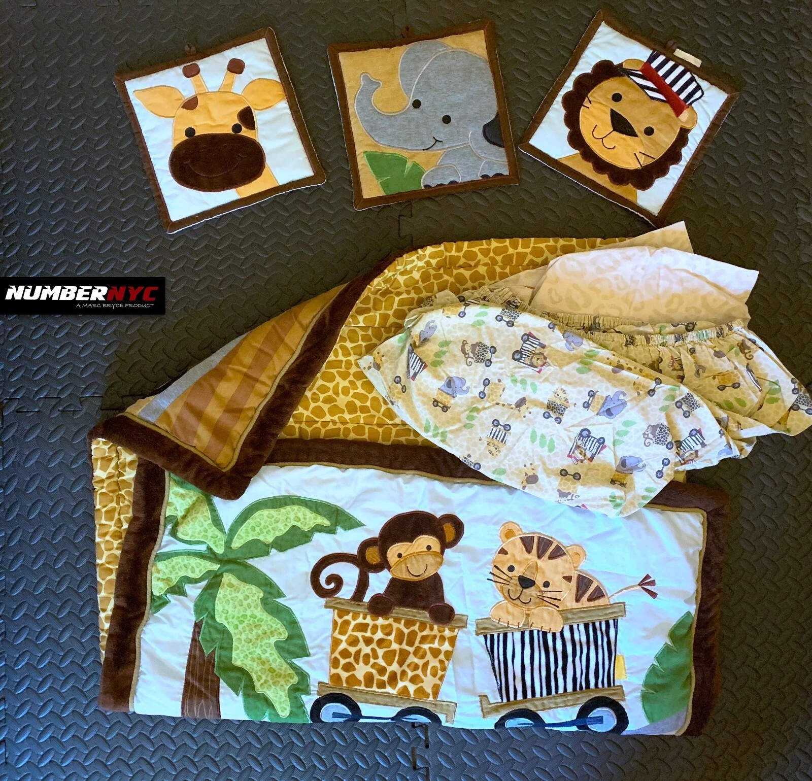 Safari Animals Cotton Baby Crib Bedding Bed Sheets Lion Giraffe Monkey Elephant