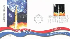 SPACE USA LAUNCHES SATELLITES  1950s DECADE CTC 1999 FLEETWOOD CACHET FDC UNADD