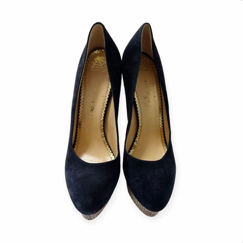 Charlotte Olympia Dolly décolleté platform con plateau in metallo, taglia 41 EU, Navy Sue - Foto 6 di 14