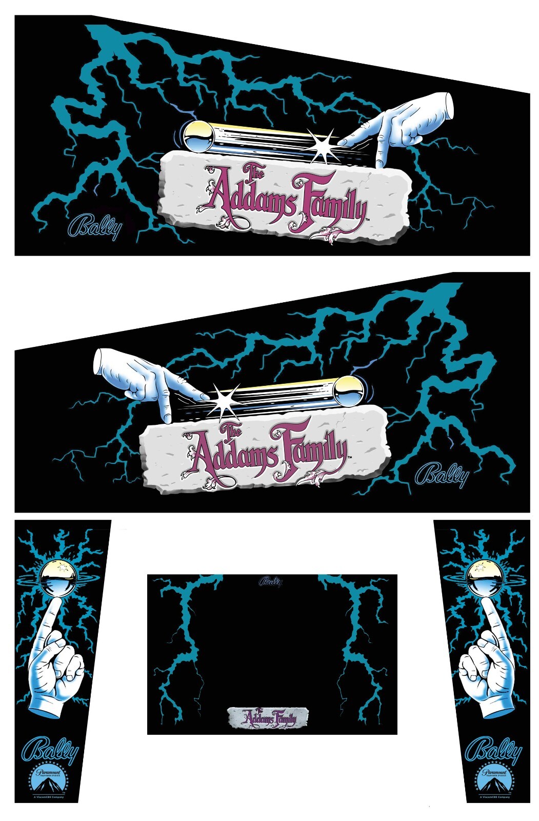 Stickers Adams Family pour pincab et flipper - Kit de decals complet en vinyle