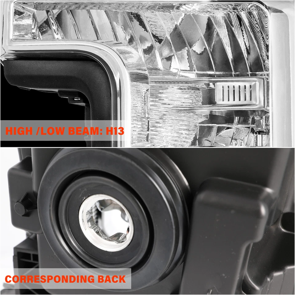 Par de faros cromados para Ford F250 F350 F450 F550 Super Duty 2017-2019 Foto 3 de 4