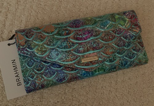 Brahmin VERONICA Trifold Envelope Wallet FRISKY MONTEGO Blue Multi Metallic NWT - Picture 6 of 11