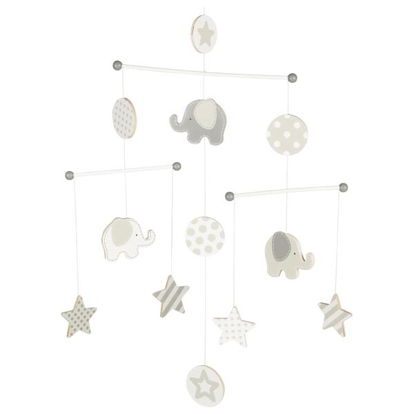 Goki Mobile Elefant Und Sterne Lifestyle Holzmobile Grau/Weiß 52899-image