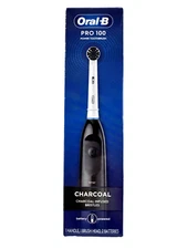 1x-Oral-B Pro 100 Power Toothbrush Charcoal Infused Bristles Round Brush (Read)