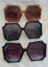 High Fashion Metal Plated Butterfly Temple Accent Geometric Sunglasses