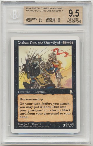 Graded Xiahou Dun, the One-Eyed BGS 9.5 GEM QUAD+ Portal Three Kingdoms P3K MTG!