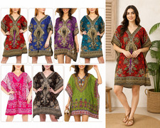 Short Kaftan Beach Cover ups Dresses for Women Ladies Dashiki African Caftan