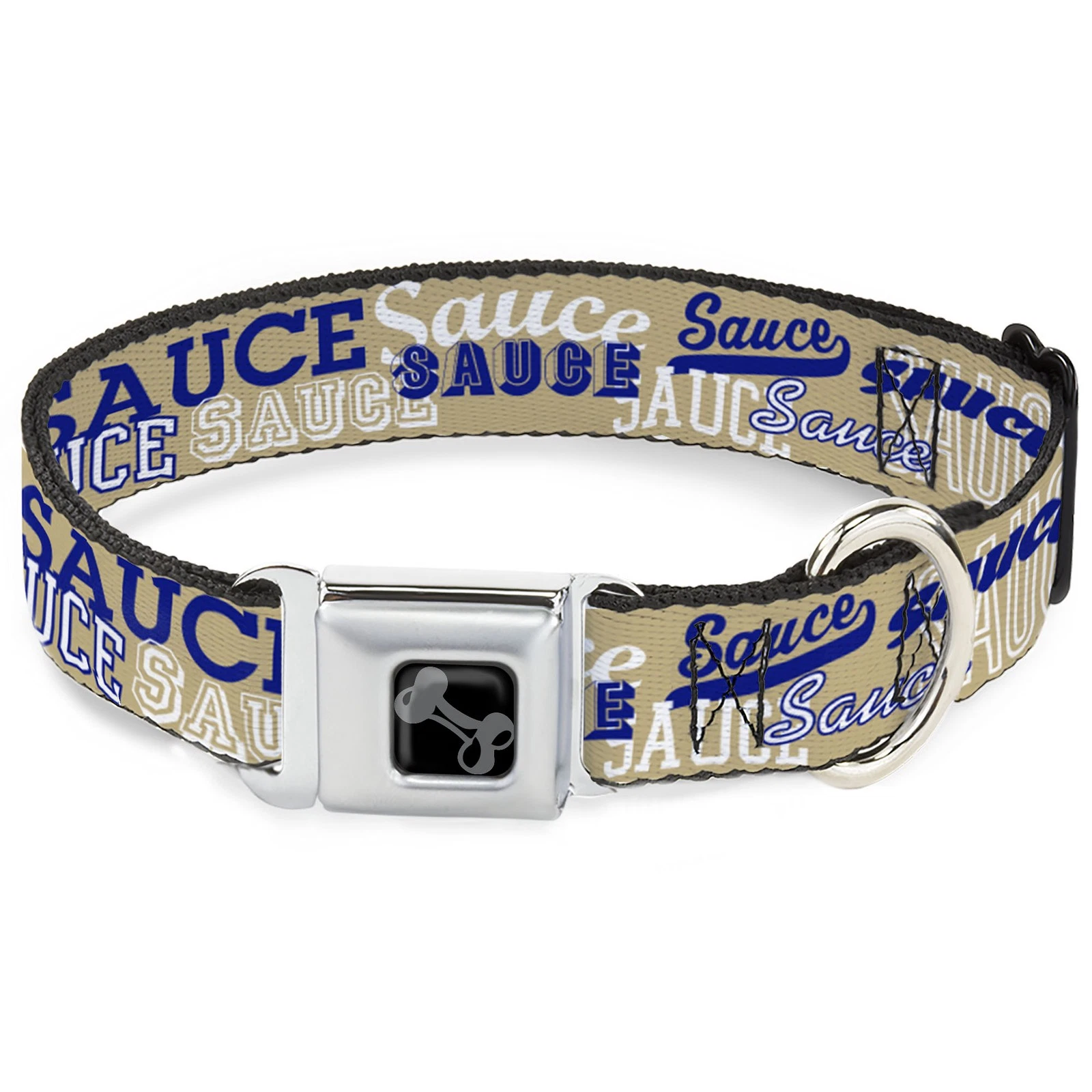 Dog Collar Bone SAUCE Typography Collage Tan/White/Blue Large 15-24" (US IMPORT)