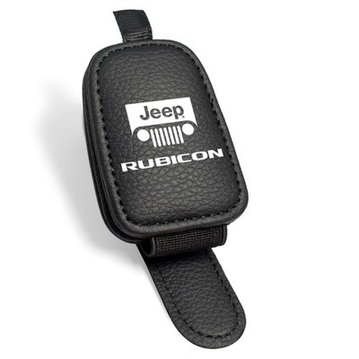Jeep Rubicon Wrangler Rectangle Black Leather Magnetic Sunglass Sun Visor Holder