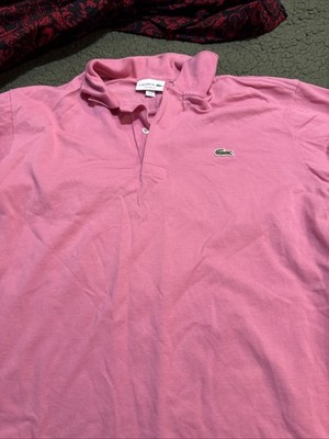 Lacoste Mens Classic Fit Short Sleeve Pink Polo Shirt Size US XL FR 6