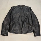 New Torrid Women Black PU Knit Moto Jacket Faux Leather Preppy Biker-0/XS,S-6097