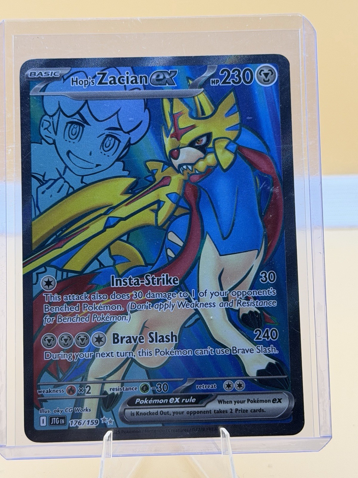Pokémon TCG Hops Zacian EX Full Art Holo Card 176/159 Journey Together NM