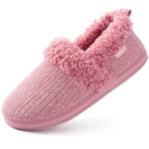 Women’s Fluffy Memory Foam House Slippers Cosy Indoor – Pink UK 5-6