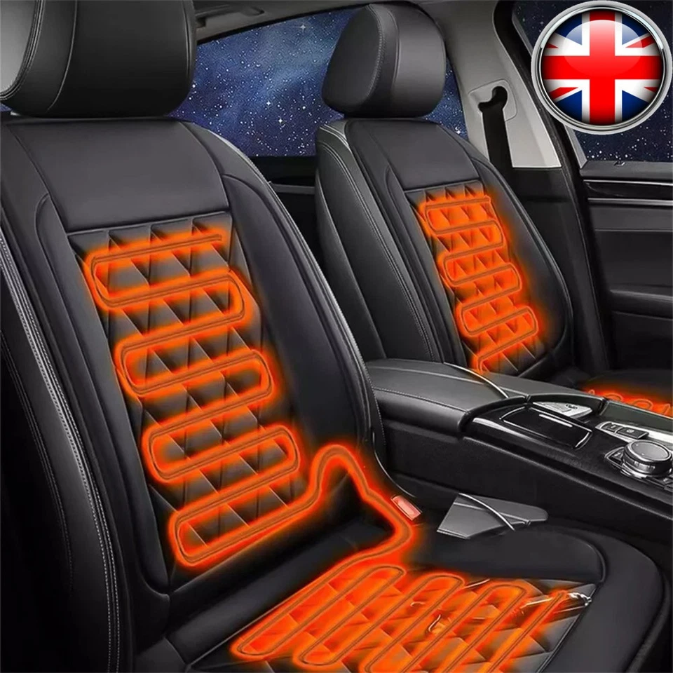 2X Luxury Heated Car Seat Cushion Heater Universal Fit 12V For Cold Winter UK - Image 2 of 4