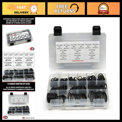 Hydraulic Fitting O-Ring Seal Kit - 255 Piece Buna-N, 12 Sizes, SAE 900
