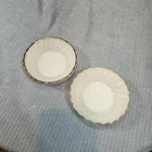 Anchor Hocking Fire King Vintage Milk Glass Swirl 5" Bowls Gold Rim  lot of 2
