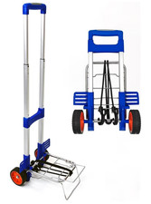 Folding Luggage Cart Lightweight Aluminum Hand Truck 2 Wheels 2 Straps 80lbs NEW