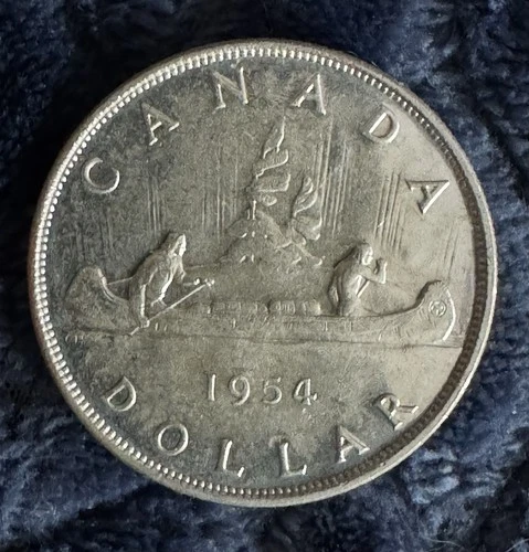 1954 Canadian Silver 80% Dollar Elizabeth II AU