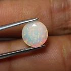 10 MM Round Cut Natural AAA Multi Fire Ethiopian Opal Faceted Gemstone 2.7 Cts
