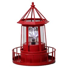 LED Solar Powered Lighthouse, 360 Degree Rotating Lamp Courtyard Decoration5037