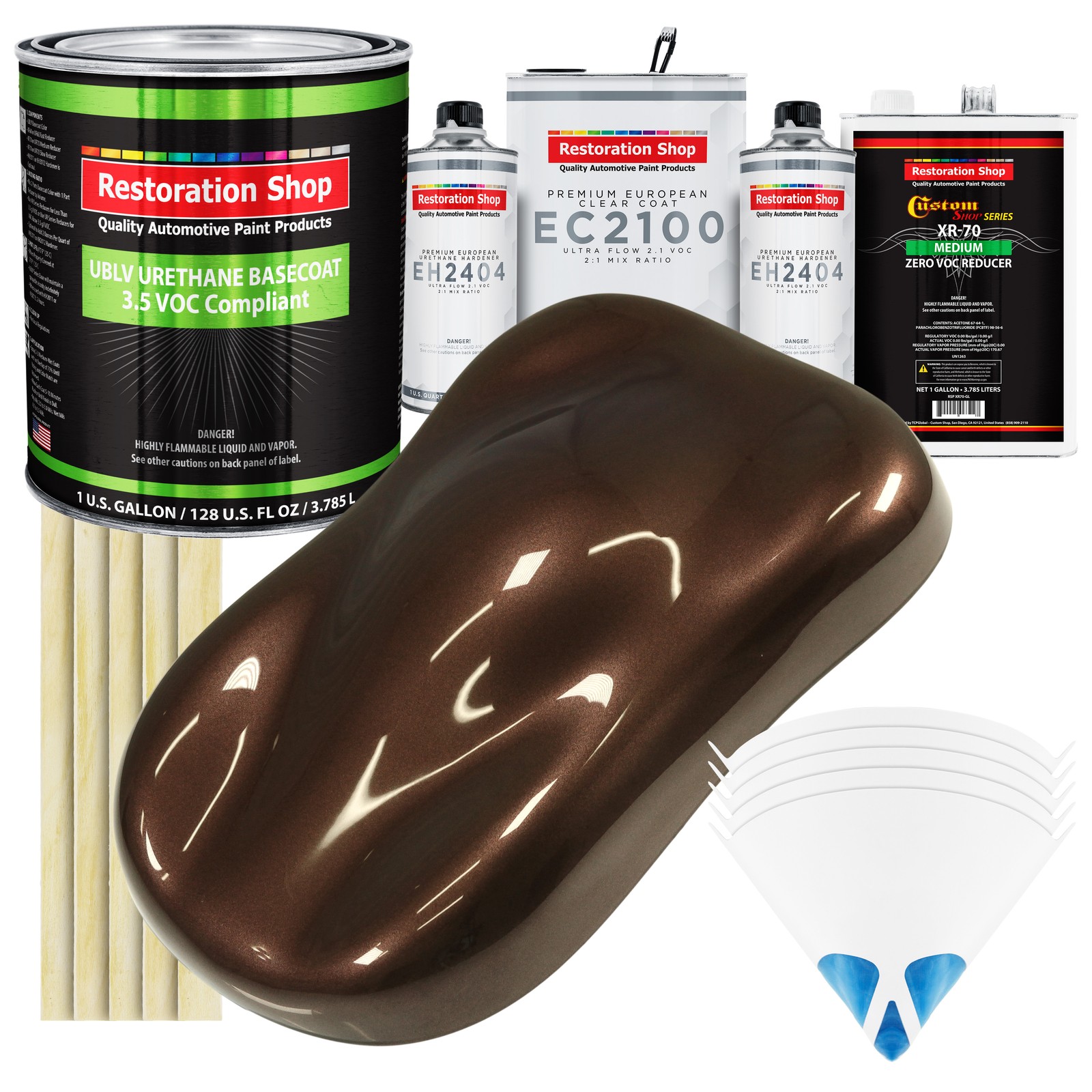 Mahogany Brown Metallic Low VOC Urethane Paint Gallon Kit with European Clear Coat