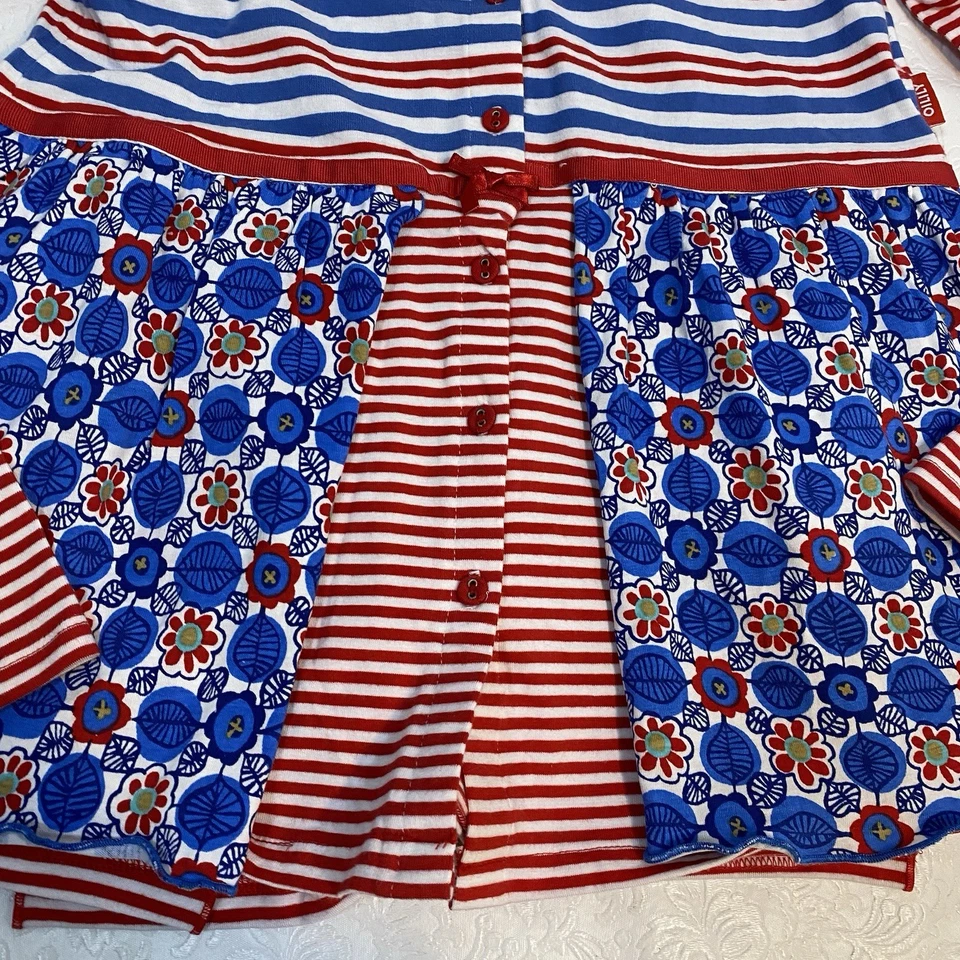 Cardigã oleoso feminino tamanho 152/12Y vermelho branco azul botão frontal LS Tjoek Jersey - Imagem 4 de 4