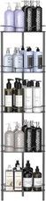 5 Tier Floor Standing Corner Shower Caddy Organizer Shelf with Hooks Bathroom