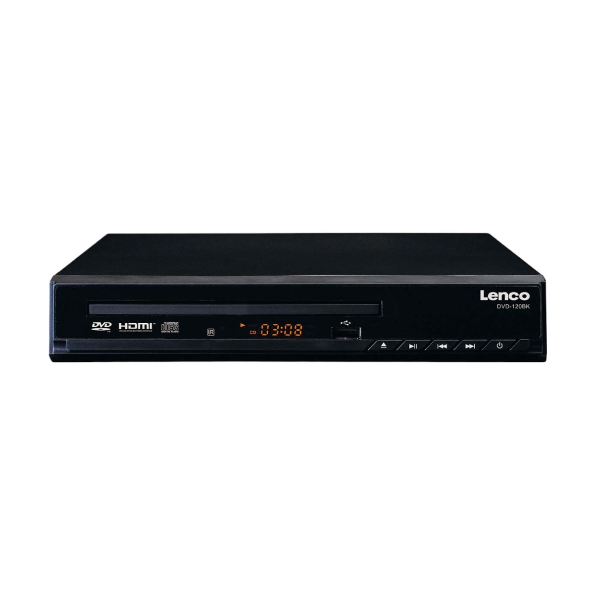 Lecteur DVD/CD avec HDMI Lenco DVP-200, écran LED et télécommande inclus pour salon, noir