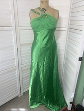 Hailey Logan by Adrianna Papell Green Fluid Satin Long Maxi Dress Gown Prom 5/6