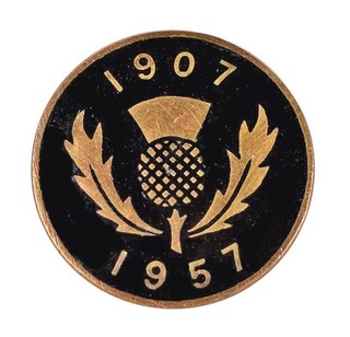 Vintage Unidentified Scotland Scottish 1907 1957 Org Club Society Enamel Badge