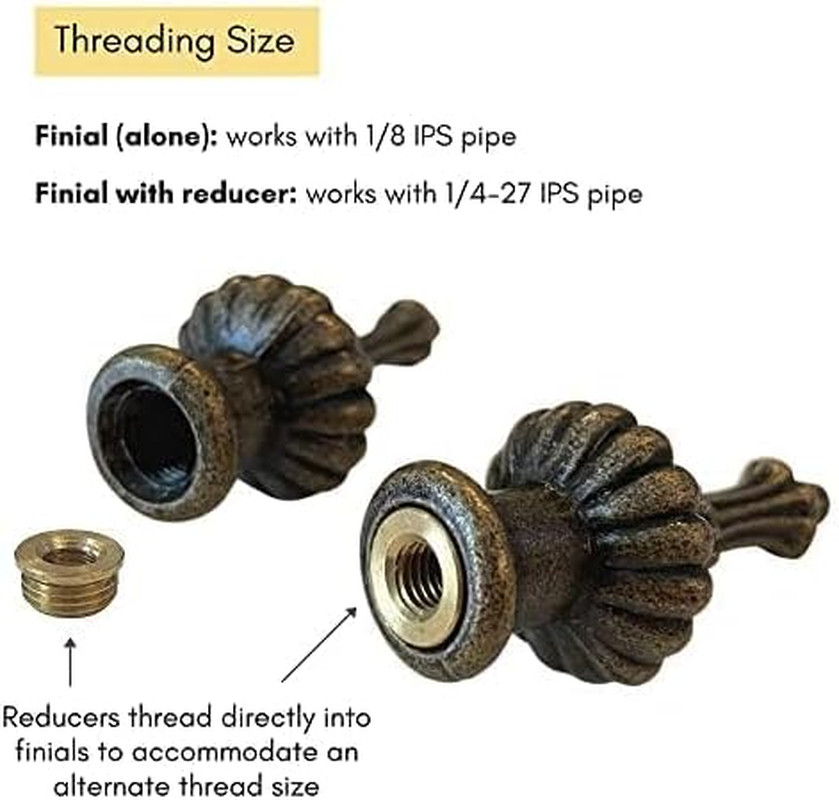 Lamp Finials 2-Pack (Brass, 2" Tall), Secure Lampshade to Table/Floor/Pendant...