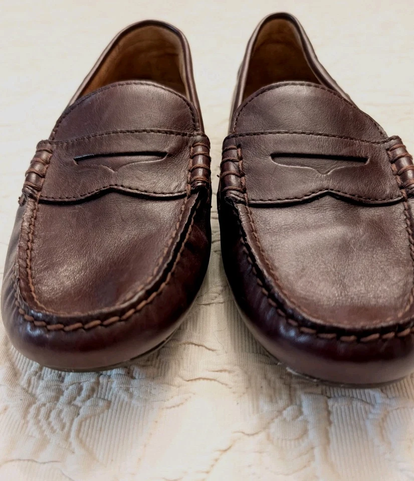 MOCASINES POLO RALPH LAUREN PARA HOMBRE 7 D WES CONDUCCIÓN SIN USAR, EN CAJA, CORREA DE CENTAVO MARRÓN BORGOÑA Foto 4 de 4