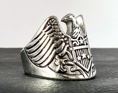 Eagle with Star Shield Stainless Steel Biker Cast Band Finger Ring (FL307)