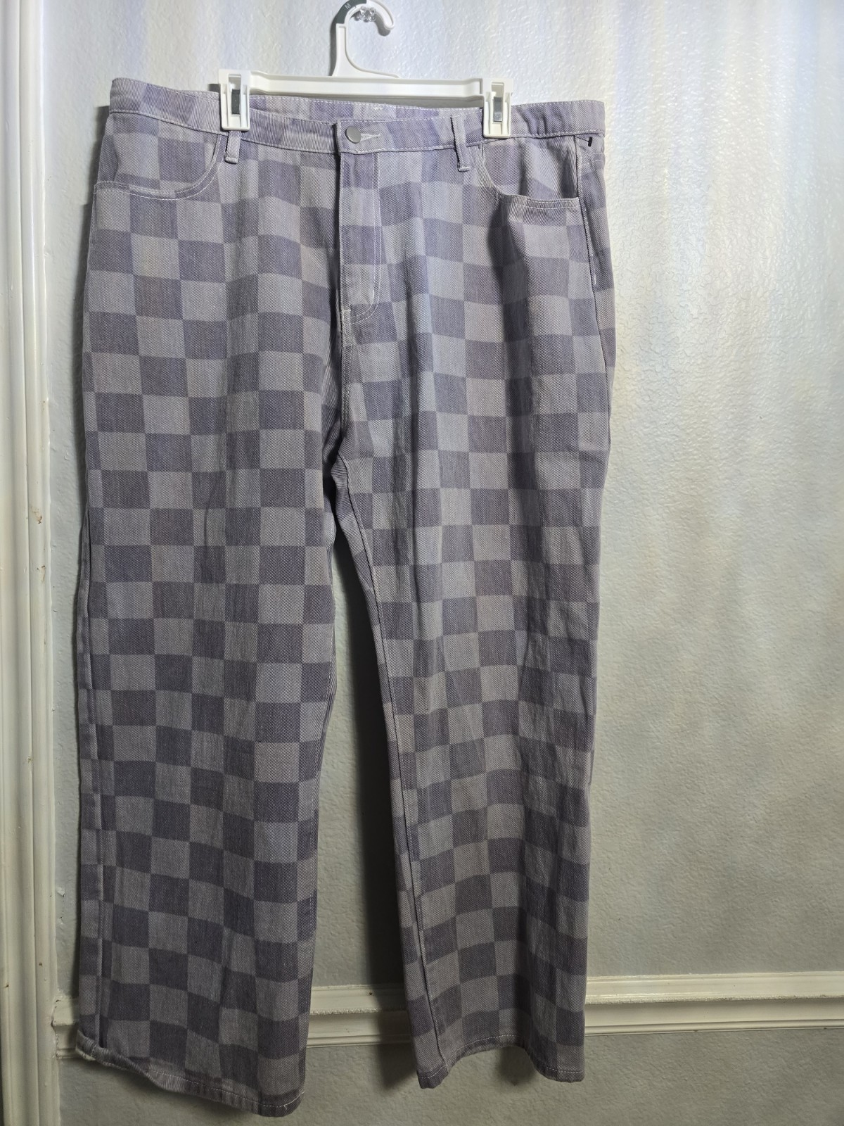 Cider Patchwork Checkered Mom Light Grey Denim Re… - image 4