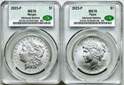 2023 SILVER MORGAN & PEACE DOLLAR 2 COIN SET CAC MS70 ADVANCED DELIVERY