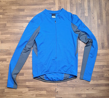Nike Sphere Dry Full Zip Cycling Shirt Blue Medium Biking Long sleeve
