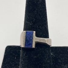 925 Sterling Silver Vintage Mexico Lapis Lazuli Gemstone Ring Size 9.5