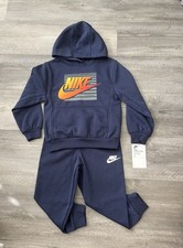 New Nike boys Logo hoodie  Joggers sweatpants outfit set size 4 Navy Blue NWT