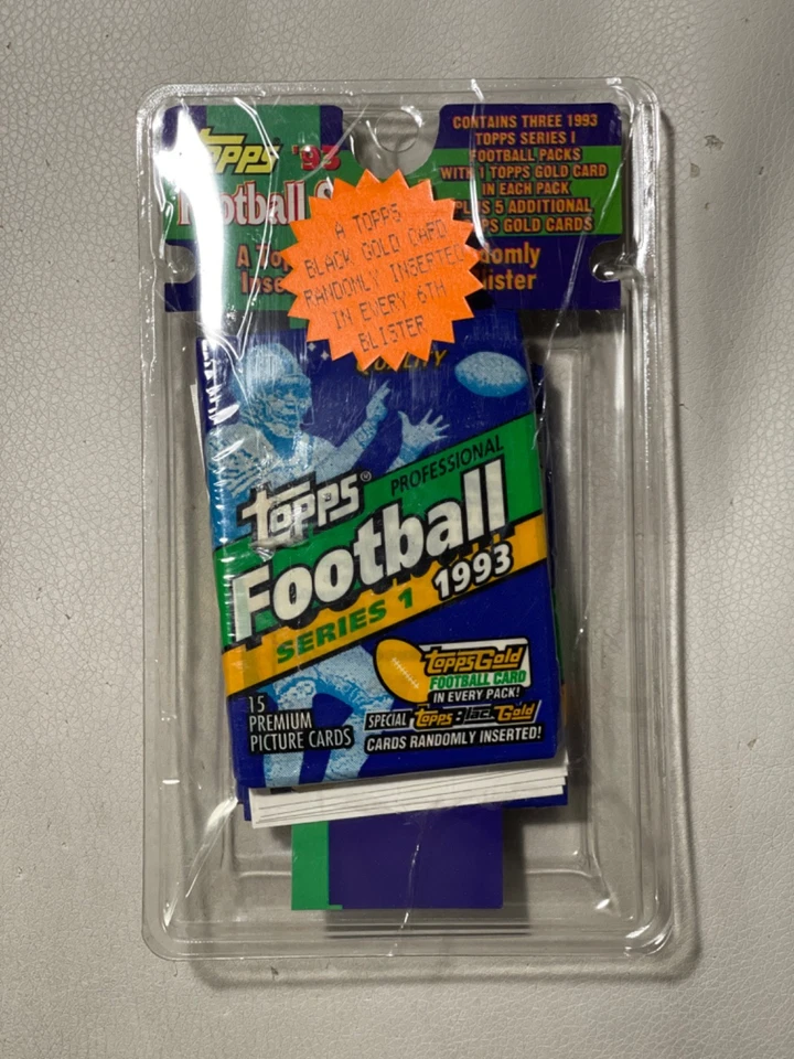 Topps Football Series #1 1993 - paquete de 3 con tarjeta dorada negra en cada uno Plus 5 Xtra Foto 4 de 4