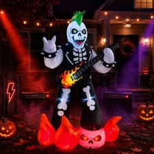 6 Ft Rock Guitar Playing Skeleton Halloween Inflatables Outdoor Decorations 2026