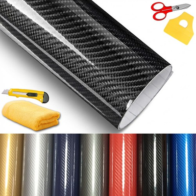 #ad 7D Premium Super Gloss Carbon Fiber Vinyl Film Wrap Bubble Free Air Release 6D $91.88