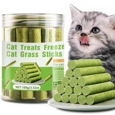 Cat Natural Grass Teething Sticks 100g, Kitten Chew Stick for Hairball Remova...
