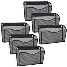 6 Pack Wall File Organizer, Mesh Wall File Pocket Organizer Hanging Metal Ver...