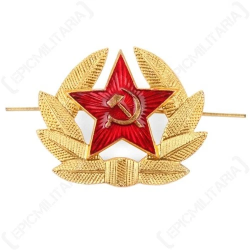 WW2 Russian Ushanka Cap Badge - Gold and Red - Reproduction
